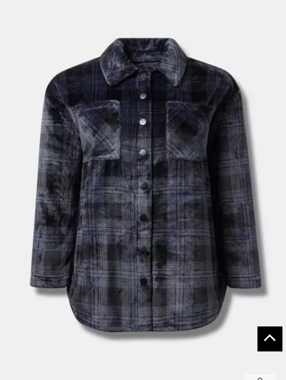 Plaid Button-Up Shacket in Black and Charcoal